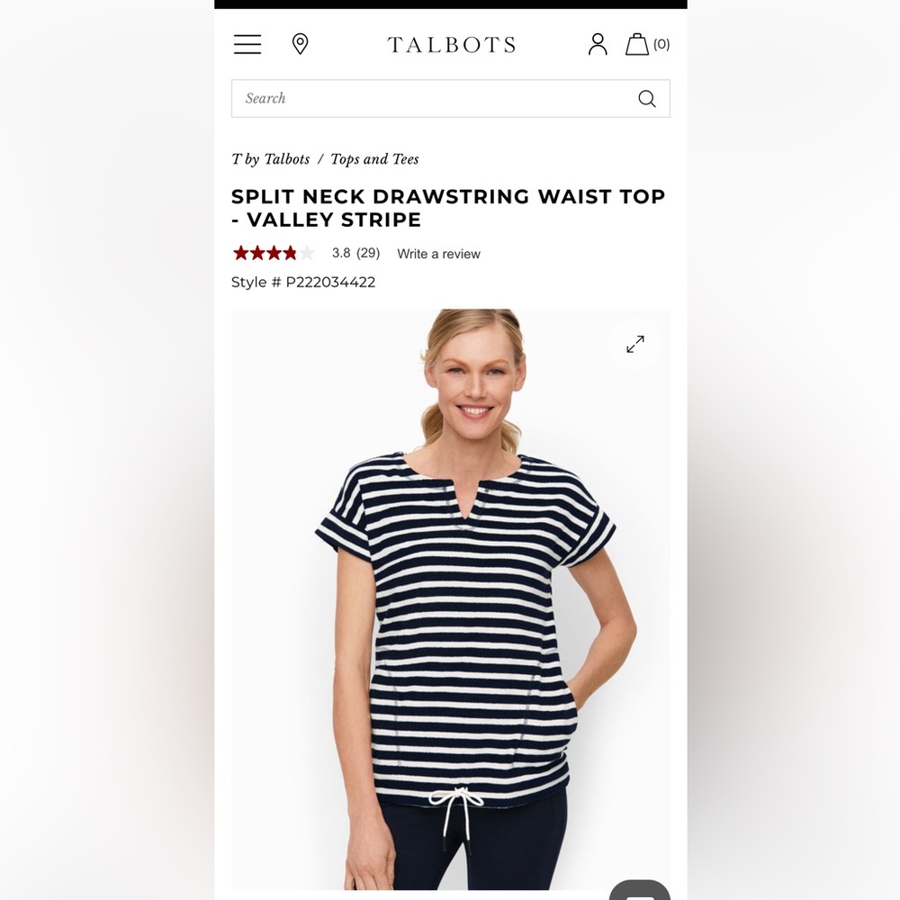 Women’s T By Talbots Split Neck Drawstring Waist … - image 2